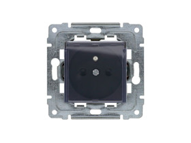 DANTE Gniazdo pojedyncze z klapką z przesłoną torów prądowych bez ramki czarny 450939 KOS