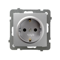 AS Gniazdo pojedyncze z/u Schuko srebro GP-1GS/m/18