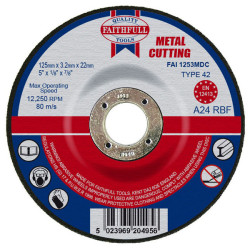 Faithfull FAI1253MDC Depressed Centre Metal Cutting Disc 125 x 3.2 x 22.23mm