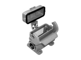 Obudowa złącza; Han A; 19200100295; 10A; metal; proste; na panel; 2 boczne wyjścia przewodu; z pokrywą; z 1 klamrą; wyjście na d