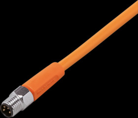 Sensor actuator cable, M8 cable plug, straight, A to open end, 4 pole, 2 m, PVC, orange, 3 A, EVT219