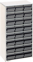 ESD steel magazine, with 24 drawers, black, (W x D) 306 x 150 mm, ESD STAHLMAGAZIN 1224-02
