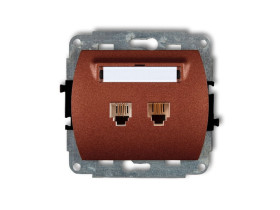 TREND Gniazdo telefoniczne podwójne 2xRJ11 4-stykowy brązowy metalik 9GT-2 KARLIK
