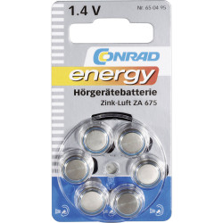 Conrad Energy CE-2786282 ZA 675 Button Cells 1.4V 630mAh 6pieces Made in Germany