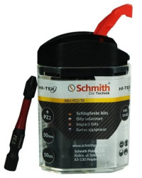 Bity udarowe PZ2 50mm 10szt zestaw BIT krzyżowy - Schmith