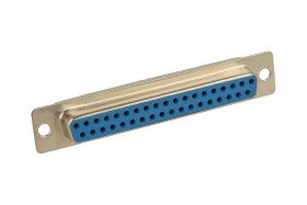 Gniazdo; D-Sub; Canon 37p; 37 torów; na przewód; lutowany; proste; niebieski; plastik; skręcane; Connfly; RoHS