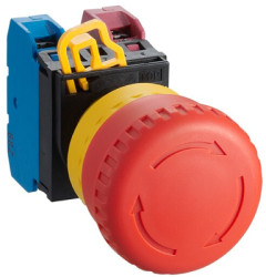 Emergency stop, turn/pull release, mounting Ø  22 mm, unlit, 120 V, 1 Form B (N/C), YW1B-V4E01R