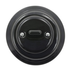 Włącznik światła pojedynczy dwubiegunowy dźwigniowy ceramiczny, okrągły z ramką, podtynkowy czarny Ceramic Loft