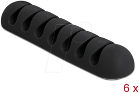 18348 Cable Holder with 7 feed-throughs self-adhesive Set 6 pieces bla
