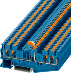 Knife disconnect terminal, push-in connection, 0.34-4.0 mm², 4 pole, 16 A, 6 kV, blue, 3210191