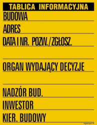 ZNAK - OA092 Budowlana tablica informacyjna (w jednym kolorze) 45 x 65 cm ON - Blacha ocynk