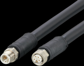Sensor actuator cable, M12 cable plug, straight, L to M12 cable socket, straight, L, 5 pole/5 pole, 10 m, PUR, black, 16 A, E126