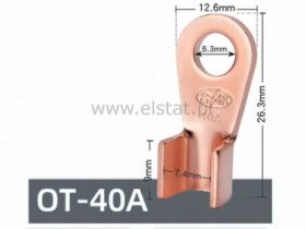 Konektor oczko 6mm; miedź; kabel do 16mm2; 40A; 2x