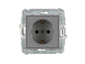 MINI Gniazdo pojedyncze z uziemieniem schuko (przesłony torów prądowych) szary mat 27MGP-1sp KARLIK