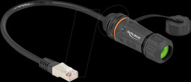 88147 RJ45 installation adapter, plug / socket, Cat.6a, 25 cm, black