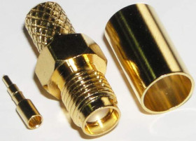 Gniazdo SMA-RP zaciskane na przewód H155 Au