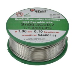 CYNA BEZOŁOWIOWA Sn99.3Cu0.7 1mm 100g CYNEL