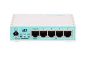 Router 5x RJ45 1000Mb/s, 1x USB MikroTik hEX RB750Gr3
