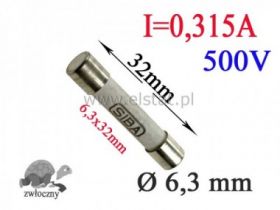 315mA bezp. ceramik zwłoczny; 6,3x32mm; 500V