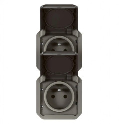 NOWE PLEXO 55 Gniazdo 2x2P+Z pionowe mechanizm 16A - 250V AC antracyt 069843L