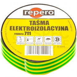 Taśma izolacyjna PVC 19mm x 20m Repero 711 żółto-zielona