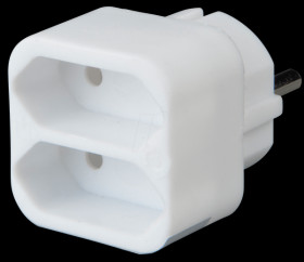 Safety plug, 2 x Euro sockets, white
