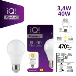 Żarówka LED E27 IQ-LED A60 3,4W-WW 470lm 2700K barwa ciepła 3 lata Gwarancji 36670