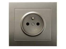 KIER Gniazdo pojedyncze z uziemieniem satyna light GP-1WZ/45 OSPEL