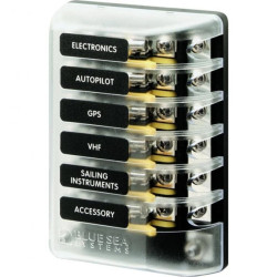 Skrzynka Bezpiecznikowa Blue Sea – 6 obwodów z magistralą ujemną i osłoną