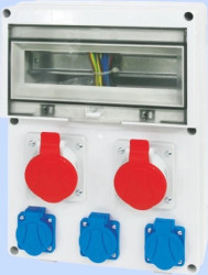 Rozdzielnica RSE-04 okienko 12 modułów okablowana 2x16A 3P+N+Z 400V, 3x16A 2P+Z 250V IP54 942090