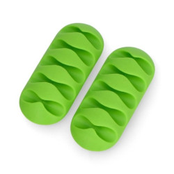 Organizer do przewodów Blow - samoprzylepny z 5 klipsami zielony - 2szt.