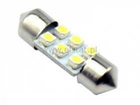 Żarówka sam.6 LED SMD 1210 12V ( rurkowa ) biała z
