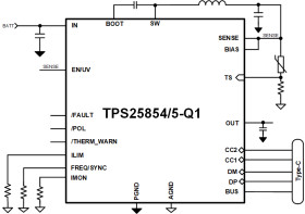 Single 3-A USB Type-C® charging ports controller with load shedding