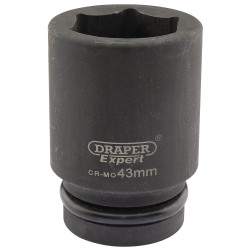 Draper Expert 05153 Expert 43mm 1&quot; Sq. Dr. Hi-Torq&#xAE; 6 Point Deep Impact Socket