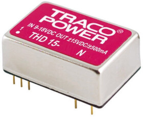 Konwerter DC/DC THD 15N, Uwe 18V dc, Uwe 9V, Uwy 5.1V, TRACOPOWER 3 A 15 W -40 °C 85 °C Otwór przelotowy