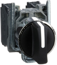 Toggle switch, unlit, latching, 2 Form A (N/O), waistband round, black, front ring silver, 3 x 45°, mounting Ø 22 mm, XB4BD53