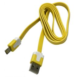 Kabel USB A - micro-USB B, 1m, płaski, żółty