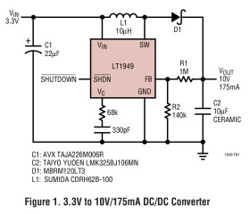 600kHz, 1A Switch PWM DC/DC Converter