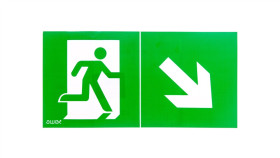 Piktogram Pd23 150X300 Człowiek W Drzwiach Obrotowa Strzałka Logo Awex (Iso7010)