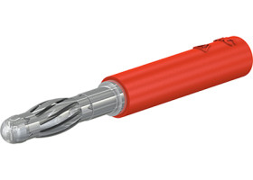 Adapter do złącz pomiarowych, rodzaj: Wtyk, wtyk: 4mm, gniazdo: 4mm, 30A, Czerwony, 30 V ac, 60 V dc
