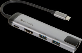 49141 Multiport adapter, USB-C, HDMI, Ethernet, silver