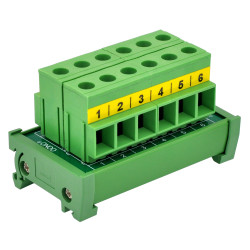 DIN Rail Mount 52Amp 300V 6 Position Screw Terminal Block Distribution Module