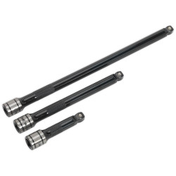 Sealey AK7691 Wobble/Rigid Extension Bar Set 3pc 3/8&quot;Sq Drive Black Series