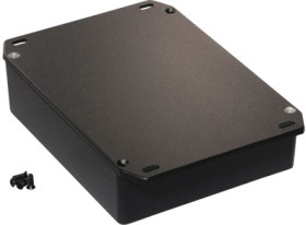 Aluminum die cast enclosure, (L x W x H) 145 x 121 x 39 mm, black (RAL 9005), IP54, 1590XXFLBK