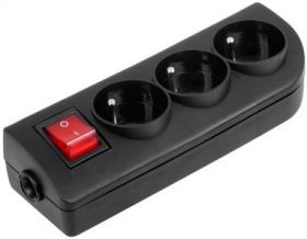 Gniazdo przedĹuĹźacza x 3 z uziemieniem i wyĹÄcznikiem czarne GN-30W-2
