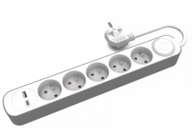 PRZEDŁ3X1MM 5 GN+WYŁ+USB A+USB C 1,5M