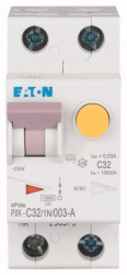 Wyłącznik różnicowoprądowy z członem nadprądowym RCBO, Typ A, typ C, 1P+N, 32A, 240V A, 30mA, na szynę DIN, Eaton