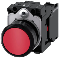 Przycisk kompletny czerwony płaski 22 mm tworzywo z samopowrotem 1NC przyłącze śrubowe SIRIUS ACT 3SU1100-0AB20-1CA0