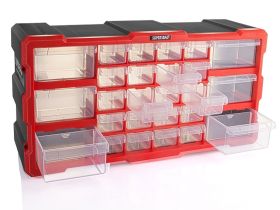 Organizer ścienny z 26 szufladkami czerwony