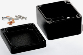 Aluminum die cast enclosure, (L x W x H) 75 x 80 x 52 mm, black (RAL 9005), IP66, 1590Z100BK